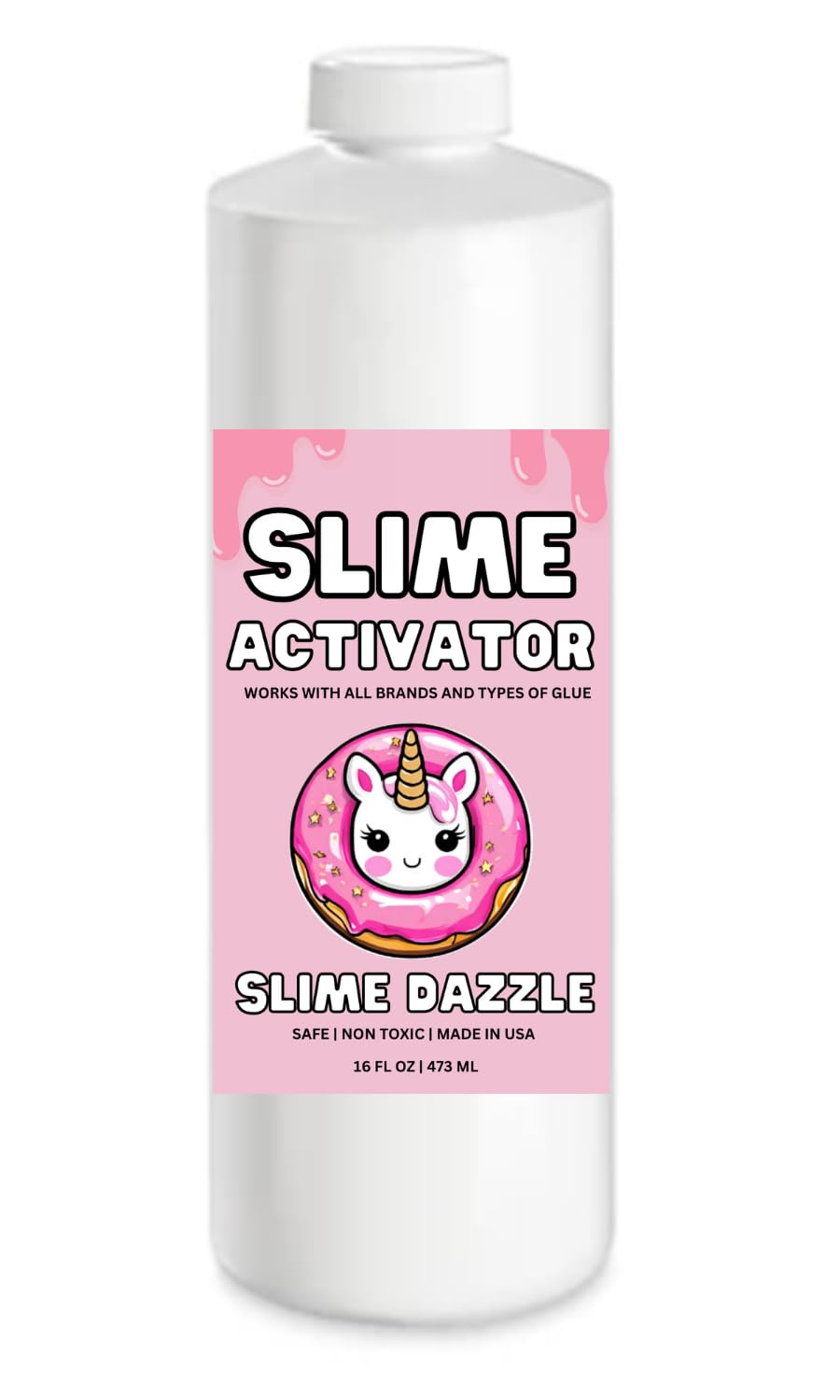 SlimeDazzle Slime Activator Solution 16 OZ – Ready to Use – Easy to Use Works Fast with All Glue Types – Safe Non Toxic– Makes Smooth, Stretchy Slime – Slime Making Supply - Made in USA