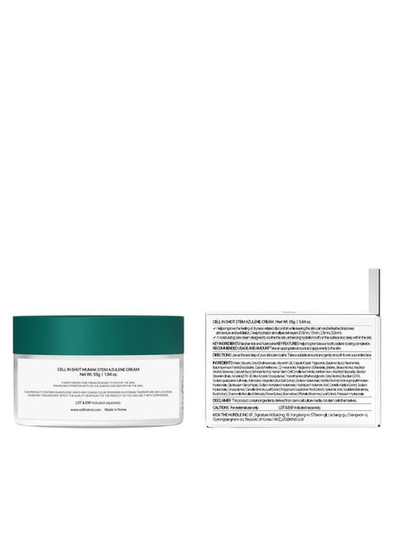 CELL IN SHOT Mumak Stem Azulene Cream – Hydration and Barrier Support – Stem Azulene Moisturizer for Dry, Sensitive Skin, 1.94 oz (55g)