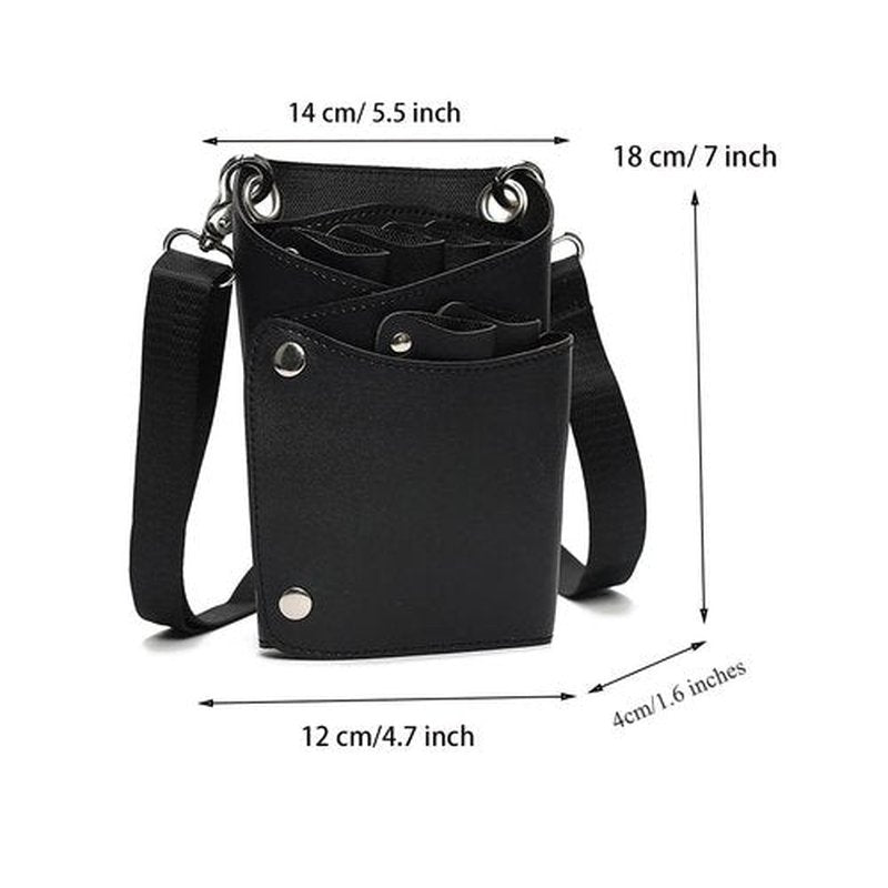 Scissor Bag, faux Leather Salon Barber Professional Scissors Holster Hair Stylist Tools Bag with Waist Shoulder Belt