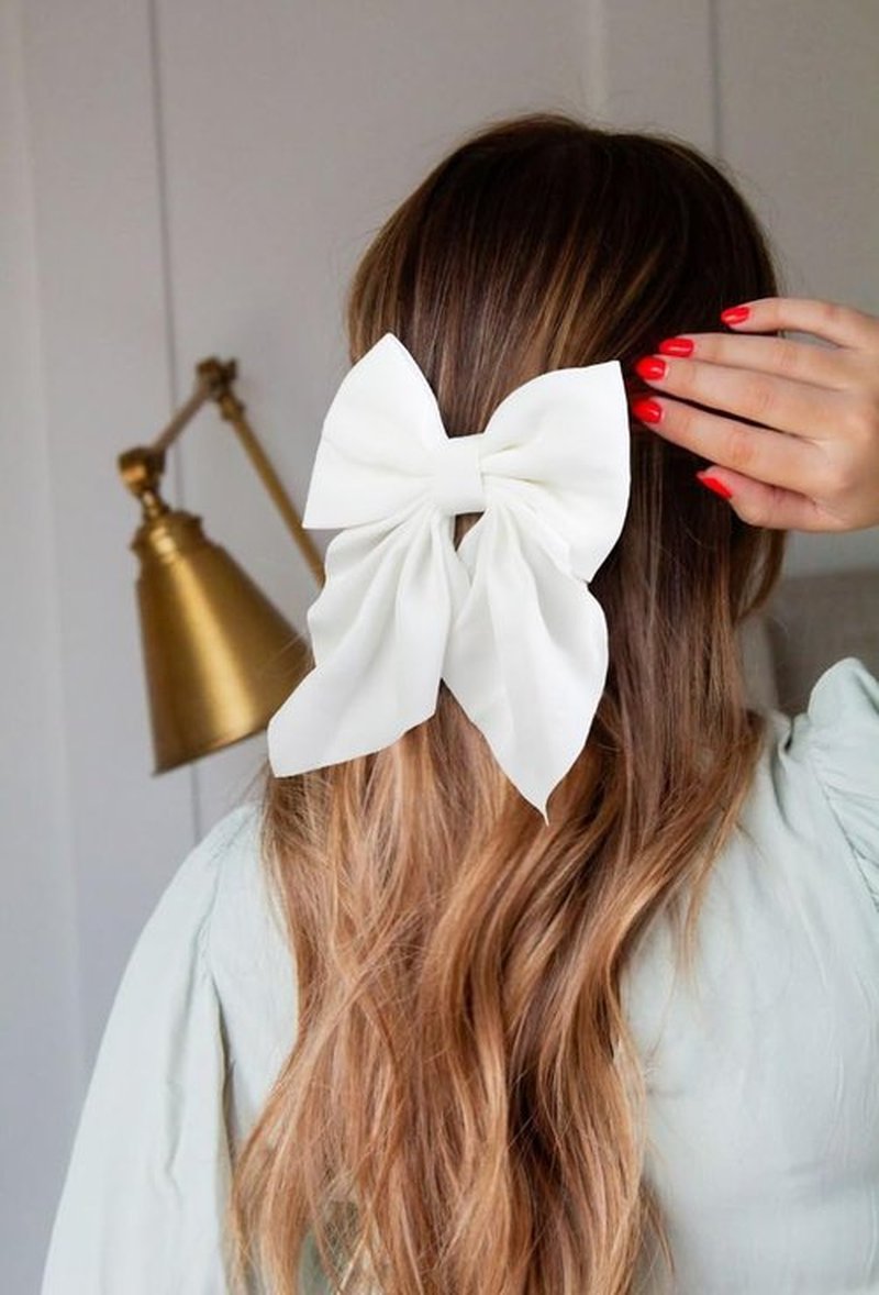 Hair Bows for Women Small Cute Bows Hair Clips for Teens Girls, Silky Satin Ribbons Fall Hair Accessories 8PCS