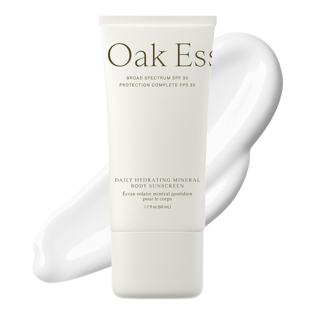 Oak Essentials Daily Hydrating Mineral Body Sunscreen SPF 30, Broad Spectrum 11% Non-Nano Zinc Oxide Sunblock, Lightweight Mineral Sunscreen for Dry Skin, Fast-Absorbing, Non-Greasy Finish