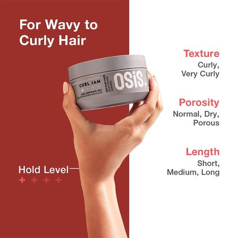 OSiS+ Curl Jam Curl Cream 5oz – Curl Defining Cream for Curly & Coily Hair, Frizz Control, Moisturizing, Lightweight Hold & Humidity Protection