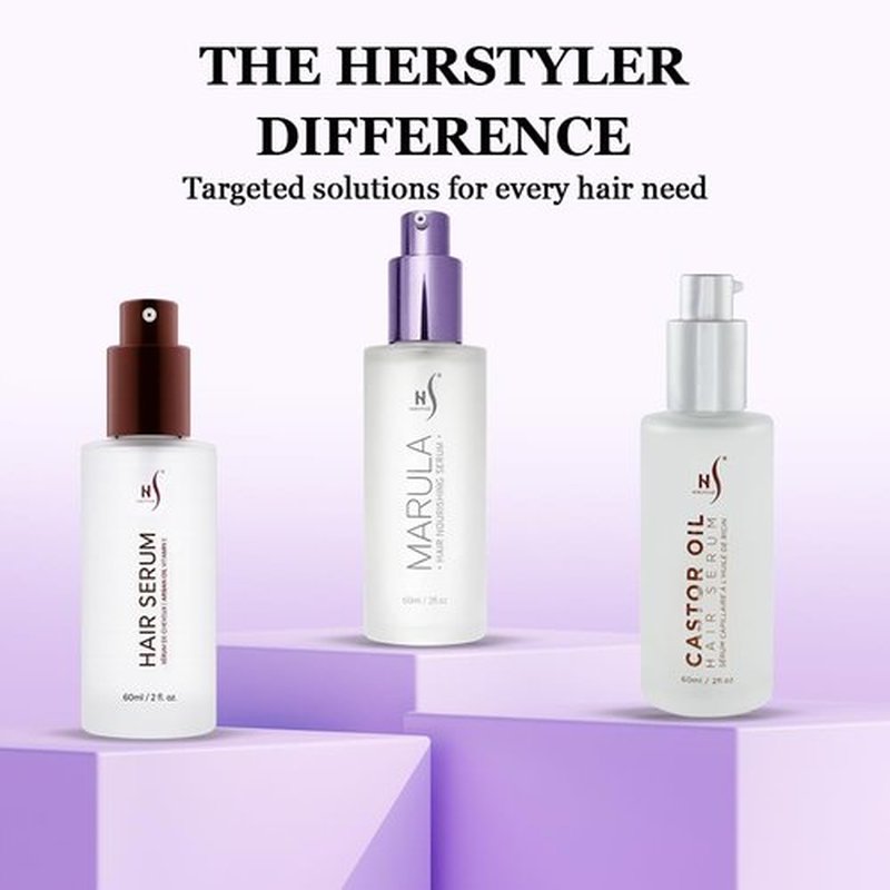 HerStyler Marula Oil Hair Serum - Anti-Frizz Treatment for Dry, Damaged Hair - Boosts Shine & Straightens - 2 Fl Oz