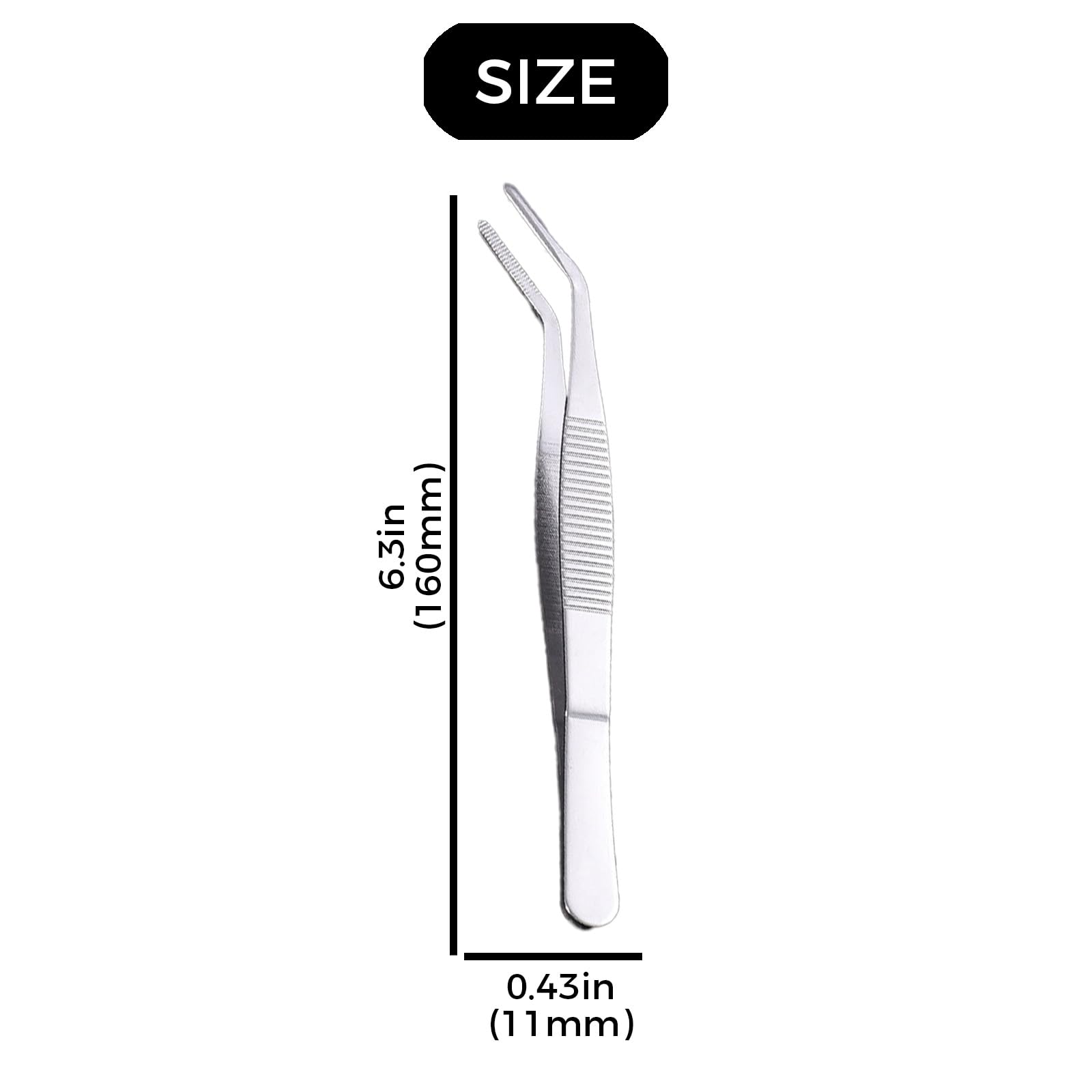 6Pcs Facial Hair Tweezers for Women - Curved & Serrated Tip Precision Tweezers for Eyebrows, Crafting, Sewing & Splinter Removal - Multipurpose Slant Tip Forceps