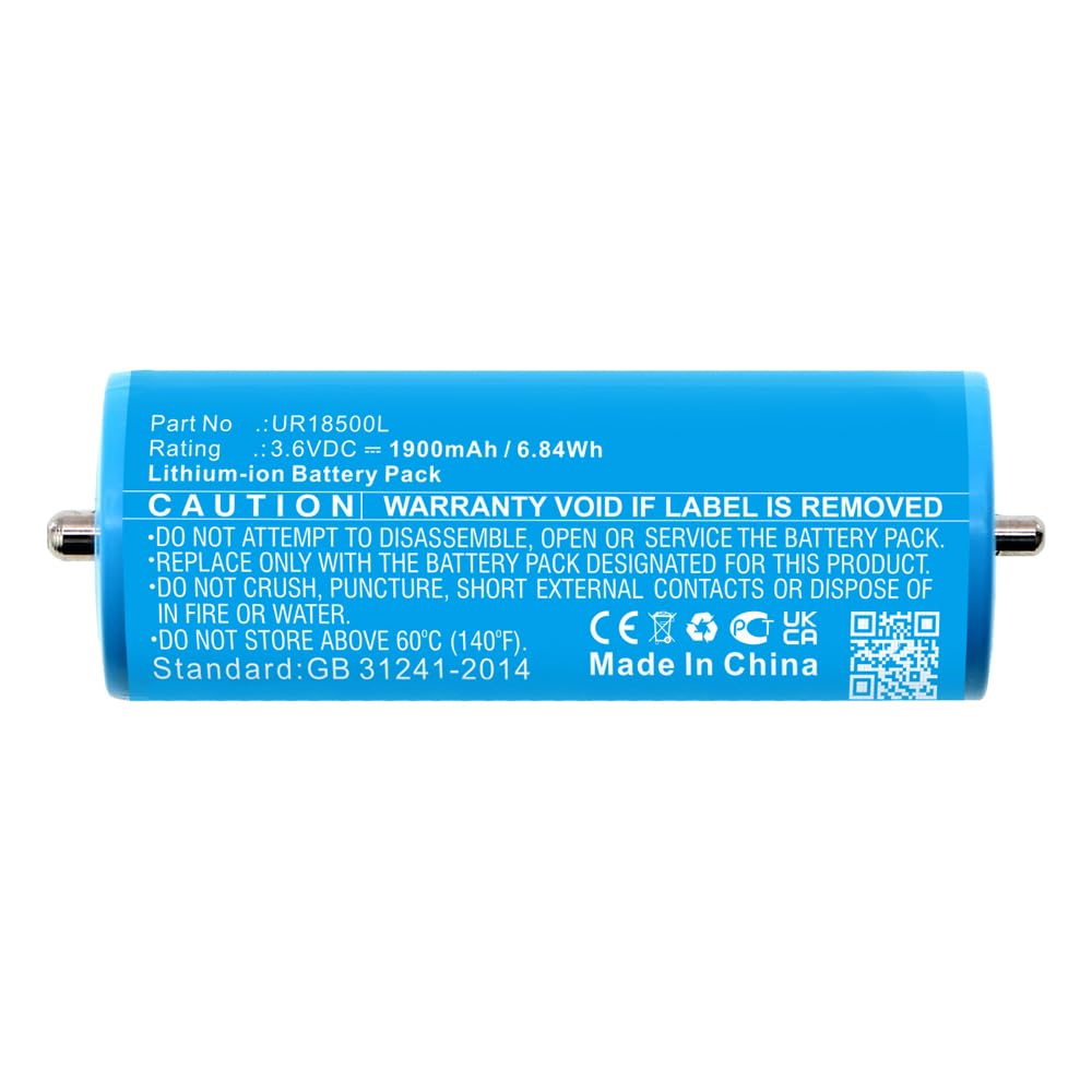 MPF Products 1900mAh UR18500Y, UR18500L, 81377206 Battery Replacement Compatible with Select Braun Series 5, Series 7, Series 8, Series 9, Pulsonic Shavers (Compatible Shaver Models in Description)