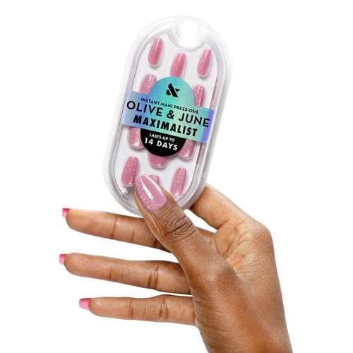 Olive & June Press-On Nails - Maximalist Instant Mani | 42 Non-Toxic, Long-Lasting Nails | Medium Coffin in Rose Velvet