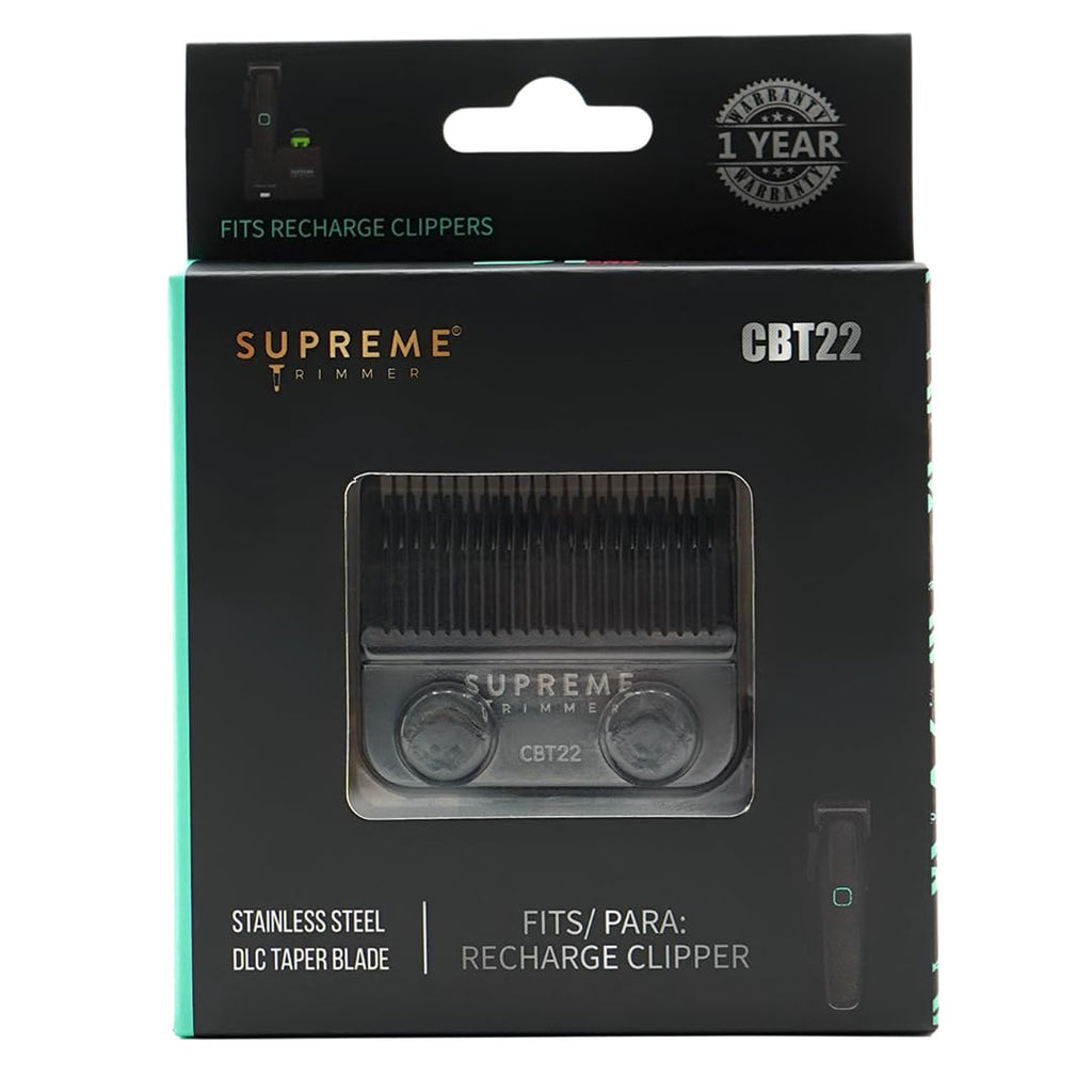 Supreme Trimmer DLC Coated Steel Replacement Blade CBT22 | Taper Blade for Recharge Clipper & Most Hair Clippers