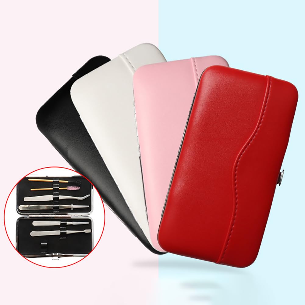 GSHLLO PU Leather Tweezer Storage Bag - Eyelash Extension Tweezer Case - Pink