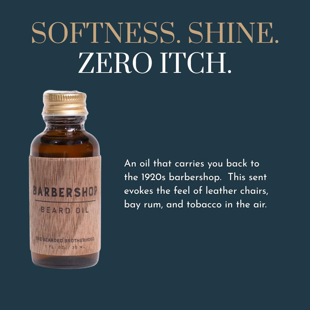 The Bearded Brotherhood Barbershop Beard Oil- TBB – Daily Beard Conditioner & Softener – Classic Men’s Grooming Oil with Warm Barbershop Scent, 1 oz