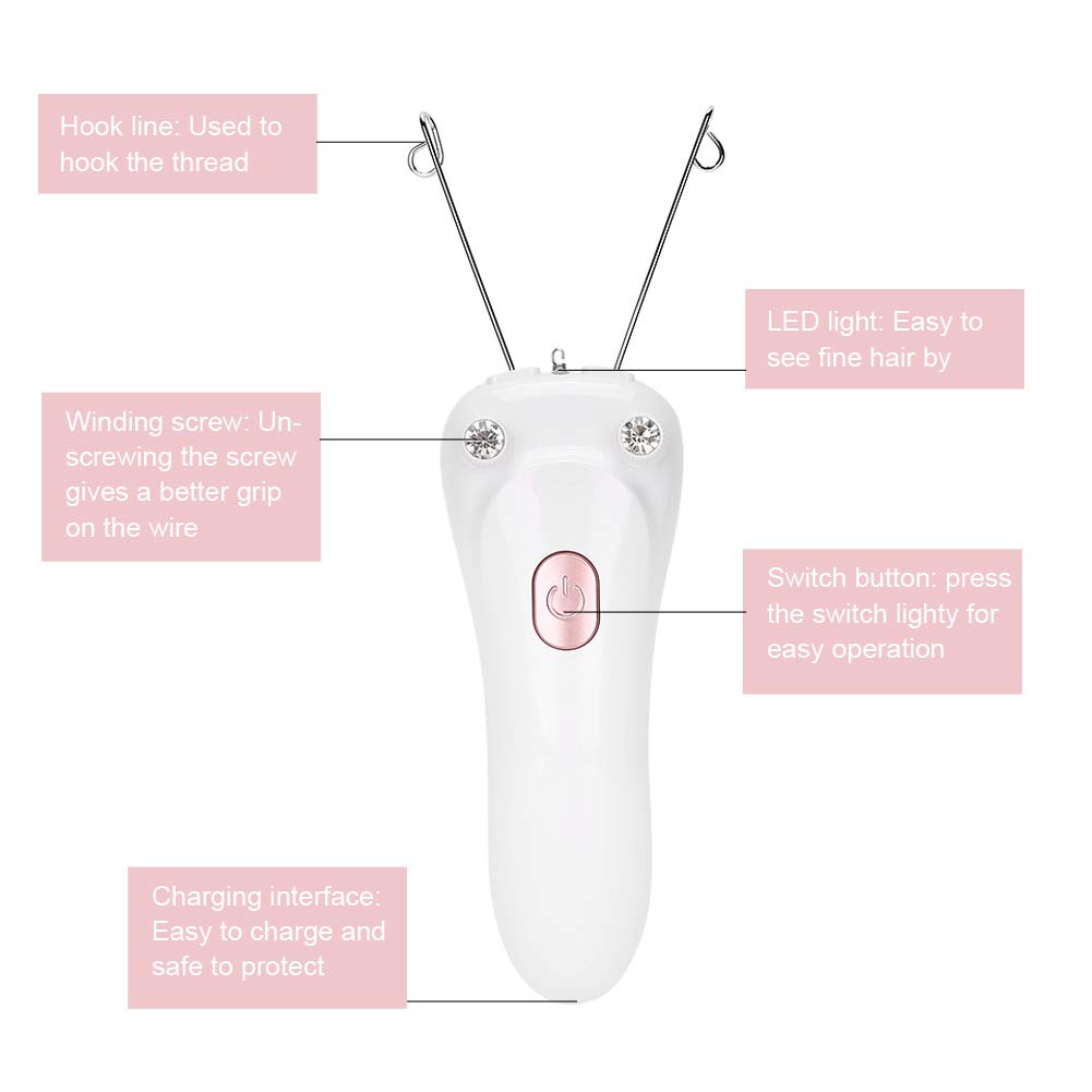 Ejoyous Electric Face Eyebrow Threading Epilator, USB Charging, Cotton Thread Depilation Machine, Women Girls Ladies