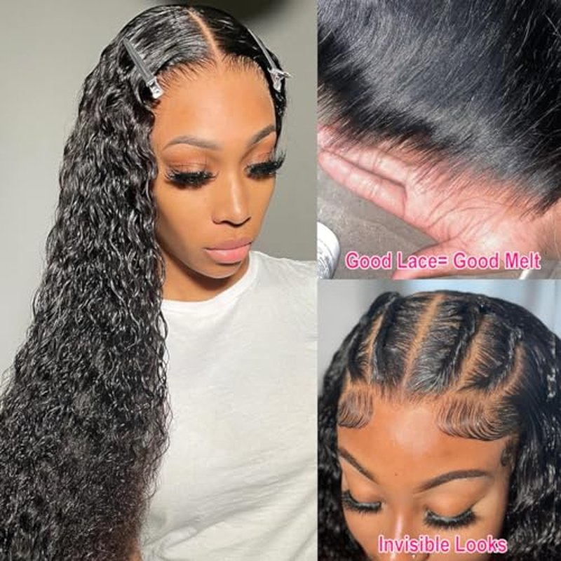 AskWish 30 Inch Lace Front Wig Human Hair Pre Plucked 13x4 Transparent HD Lace Frontal Wigs Human Hair Deep Wave Lace Front Wigs Human Hair 180% Density Curly Wigs for Black Women