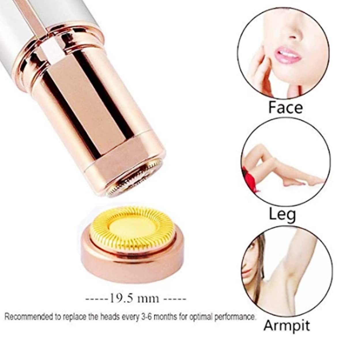 8PCS Replacement Heads For Finishing Touch Flawless Facial Hair Remover,Women Hair Removal Shaving Head First Generation(Gen 1)18K Gold (18K Gold-8psc)