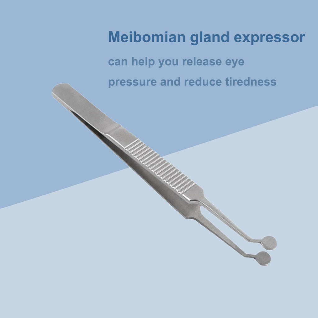 LIFTATAPA Meibomian Gland Expressor Forceps, Eyelid Gland Blockage Unblocking Tools, Stainless Steel Eyelid Massage Tweezers-Round Tip for Dry Eyes Extraction Tool(Silver)