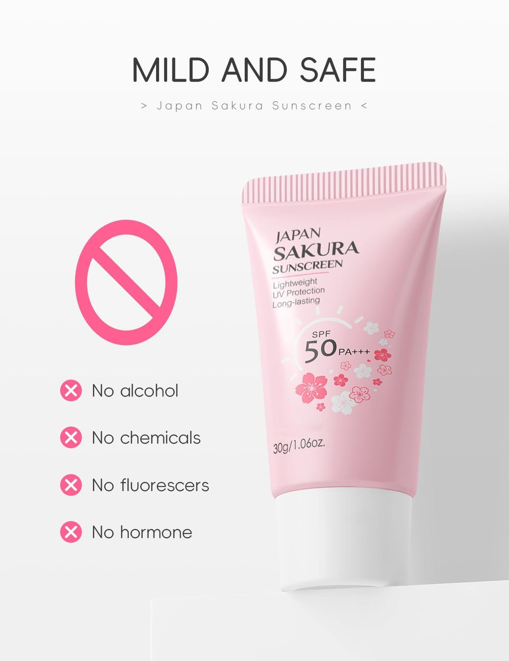 Hydrating Sunscreen SPF 50 – 2Packs Travel Size Lightweight Hydrating JAPANESE SAKURA Face & Body Sunscreen, Moisturizing Isolation Cream Non-Greasy, Fast-Absorbing, No White Cast, 1.06fl.oz ea