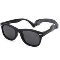 NULOOQ Polarized Baby Sunglasses with Strap - Unbreakable Flexible Infant Sunglasses for Toddlers Age 0-24 Months (Matte Black Frame/Gray Lens)