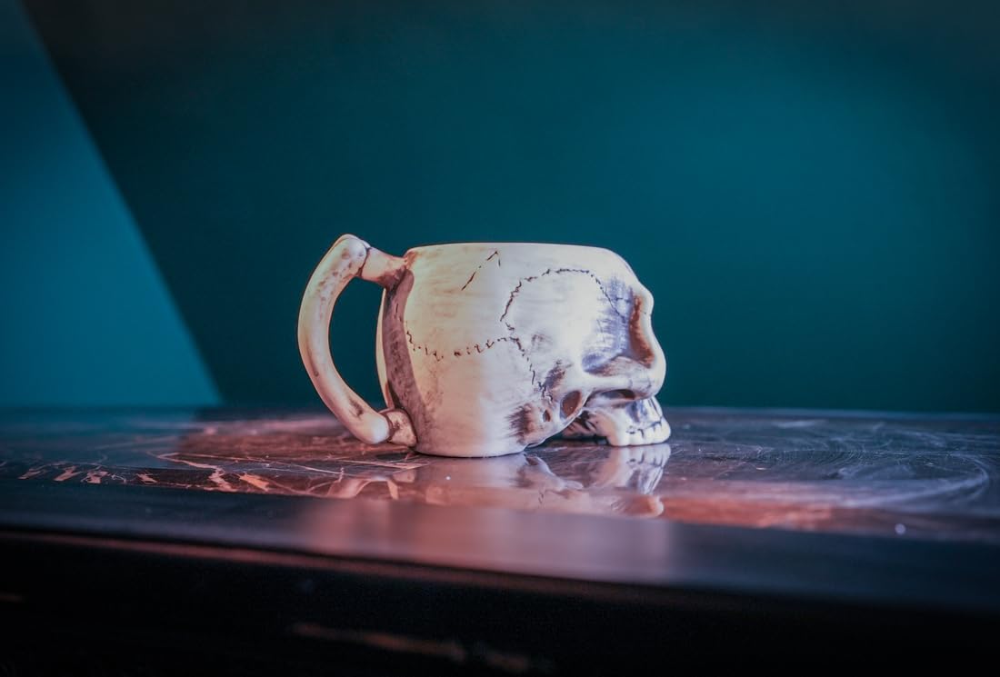 Burn The Ships White Ceramic Skull Shave Bowl | Handmade Lather Mug for Men | Hot Foam Brush Dish | Vintage Razor Soap Holder | Luxury Gift for Him