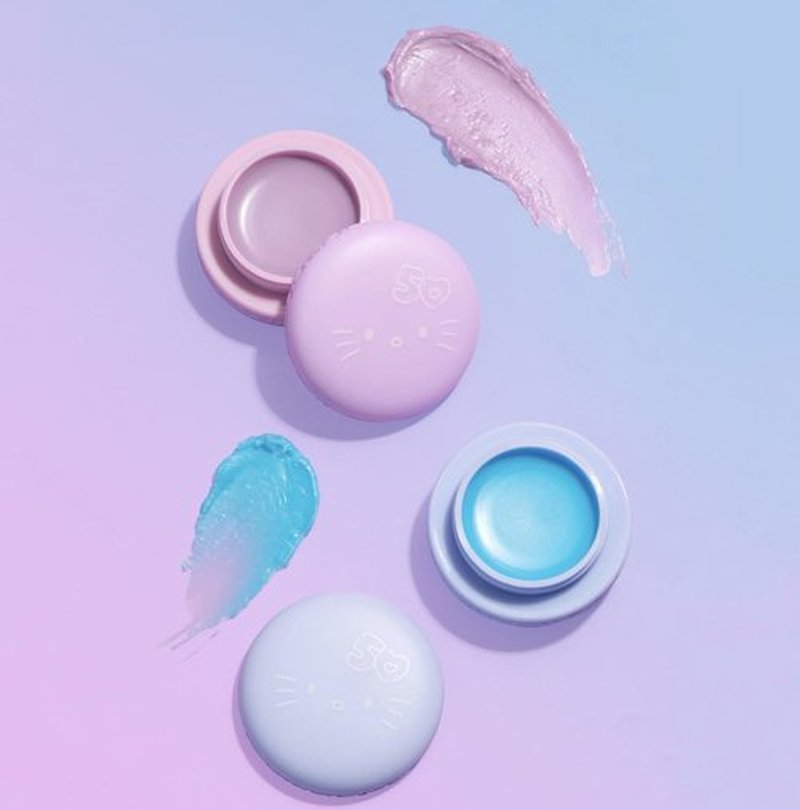 The Crème Shop x Hello Kitty Plumping Moisturizing Macaron Lip Balm, Hydrating Korean Lip Balm, 50th Year Anniversary Limited Edition Duo Lip Moisturizer in Cool Mint & Acai Berry, Korean Skin Care