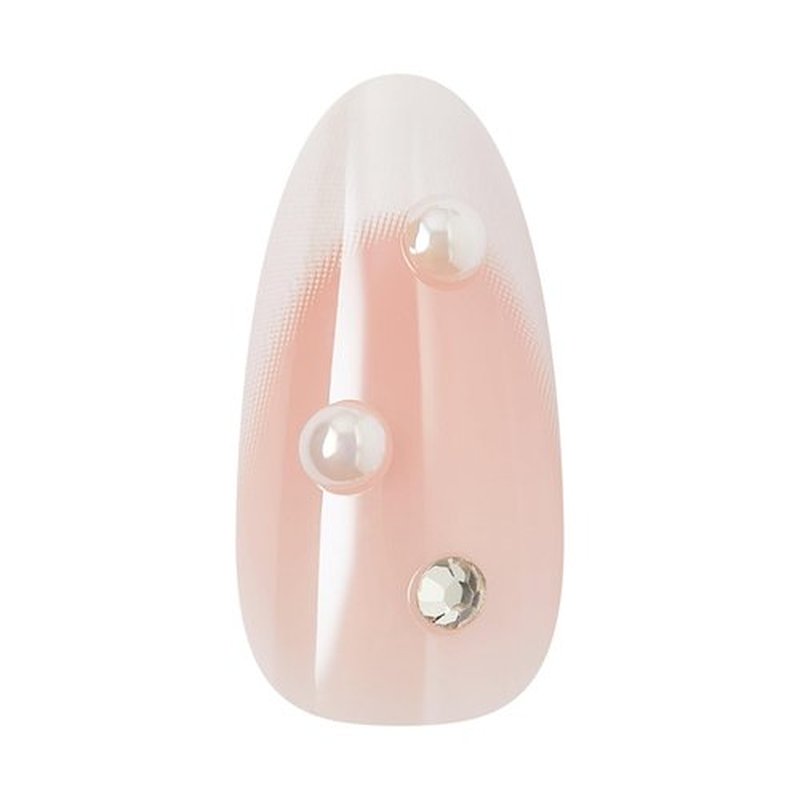 KISS GLAM Jeweled French Tip Press On Nails, Serendipity Awaits, White, Medium, 32 Count