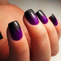 Vanccy Press on Nails Acrylic Fake Nails with Design Full Cover False Nails for Women Reusable Nail Kit with Nail Glue Adhesive Tabs Nail File (Purple gradient, Medium)