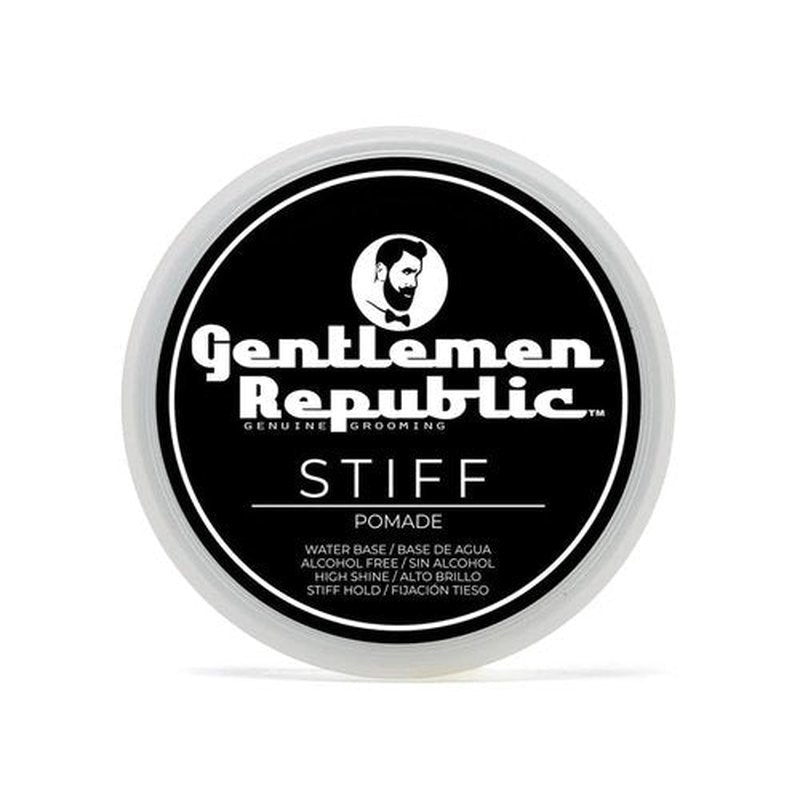 Gentlemen Republic Stiff Pomade for Men - Lightweight Water-Based Formula for High Hold & Shine | 4oz