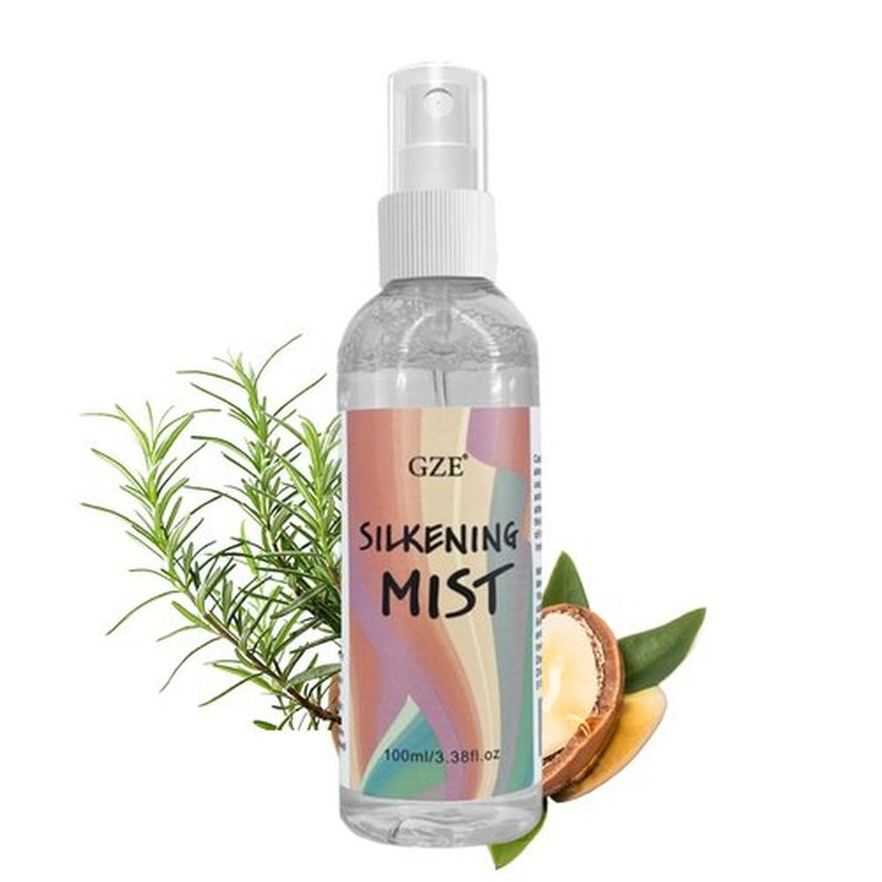 GZE Silk Spray with Moroccan Argan Oil - Alcohol-Free Thermal Protector for Hair Straightening & Detangling