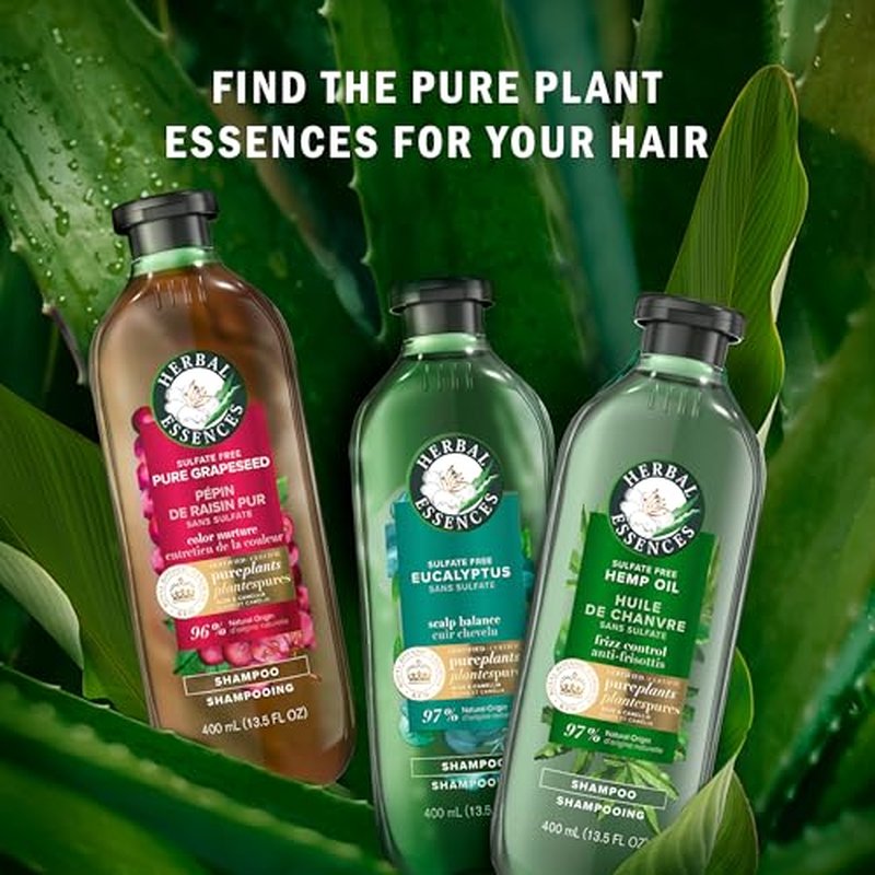 Herbal Essences Eucalyptus Sulfate Free Shampoo, Scalp Balance, 13.5 Fl Oz, with Certified Camellia Oil and Aloe Vera, For All Hair Types, Especially Dry Scalp