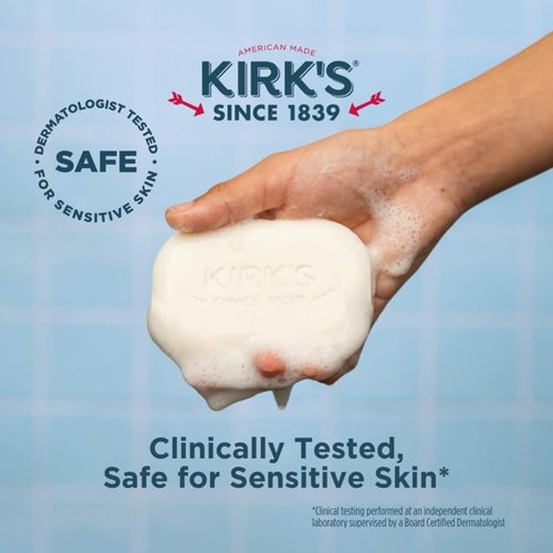 Kirk's Castile Bar Soap for Men, Women & Children - Made with Premium Coconut Oil, Sensitive Skin Formula, Vegan, Non GMO, Lavender & Vanilla, 4 oz. Bars 6 Pack