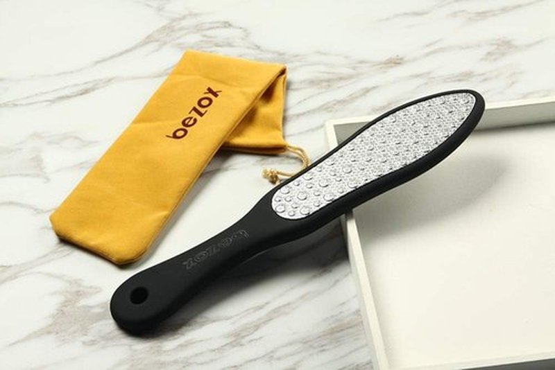 BEZOX Foot File - Double-Sided Callus Remover for Cracked Heels | Stainless Steel with Storage Bag