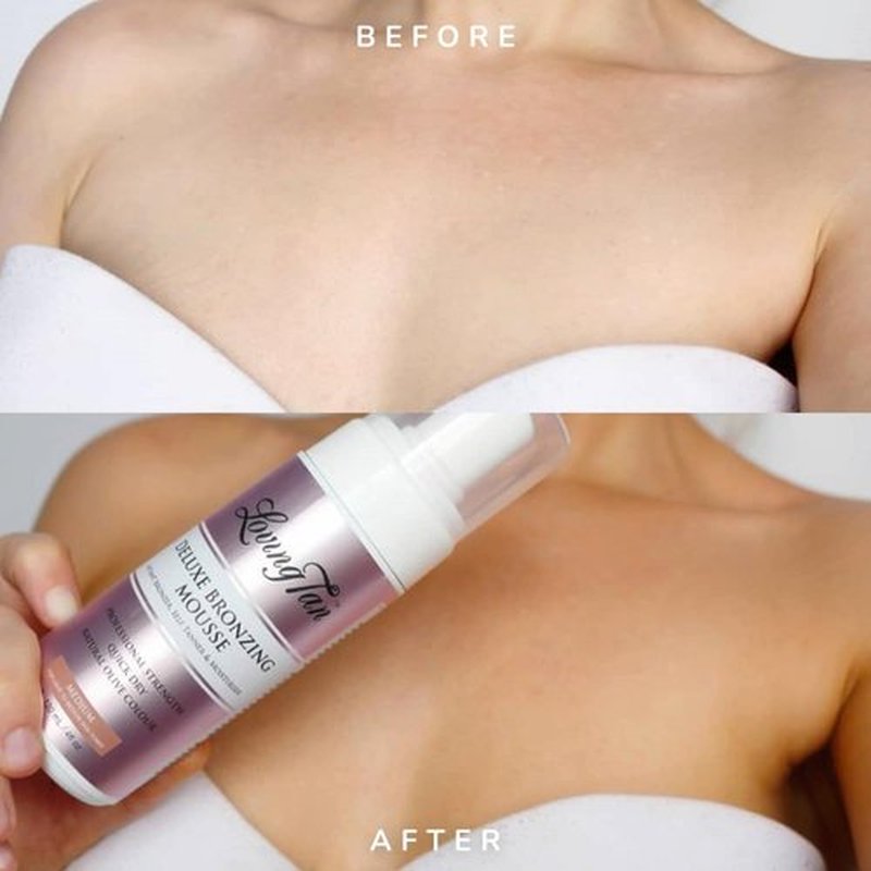 Loving Tan Deluxe Bronzing Mousse - Streak Free, Natural looking, Professional Strength Sunless Tanner - Up to 5 Self Tan Applications per Bottle, Cruelty Free (Mini Kit (Medium))