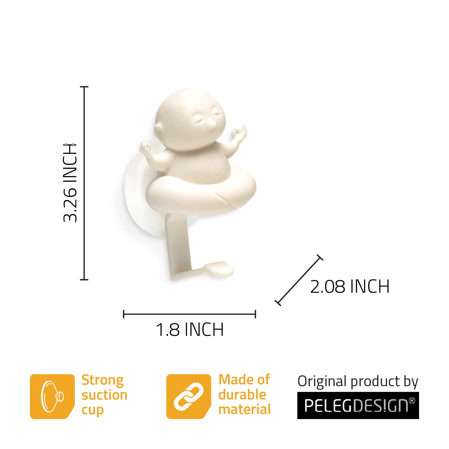 PELEG DESIGN Yogi Sponge Holder, Cute Plastic Sponge Holder for Kitchen Sink with Suction Cup,Dish Sponge Caddy Holder,Dries All Types of Sponges - Sponge Included