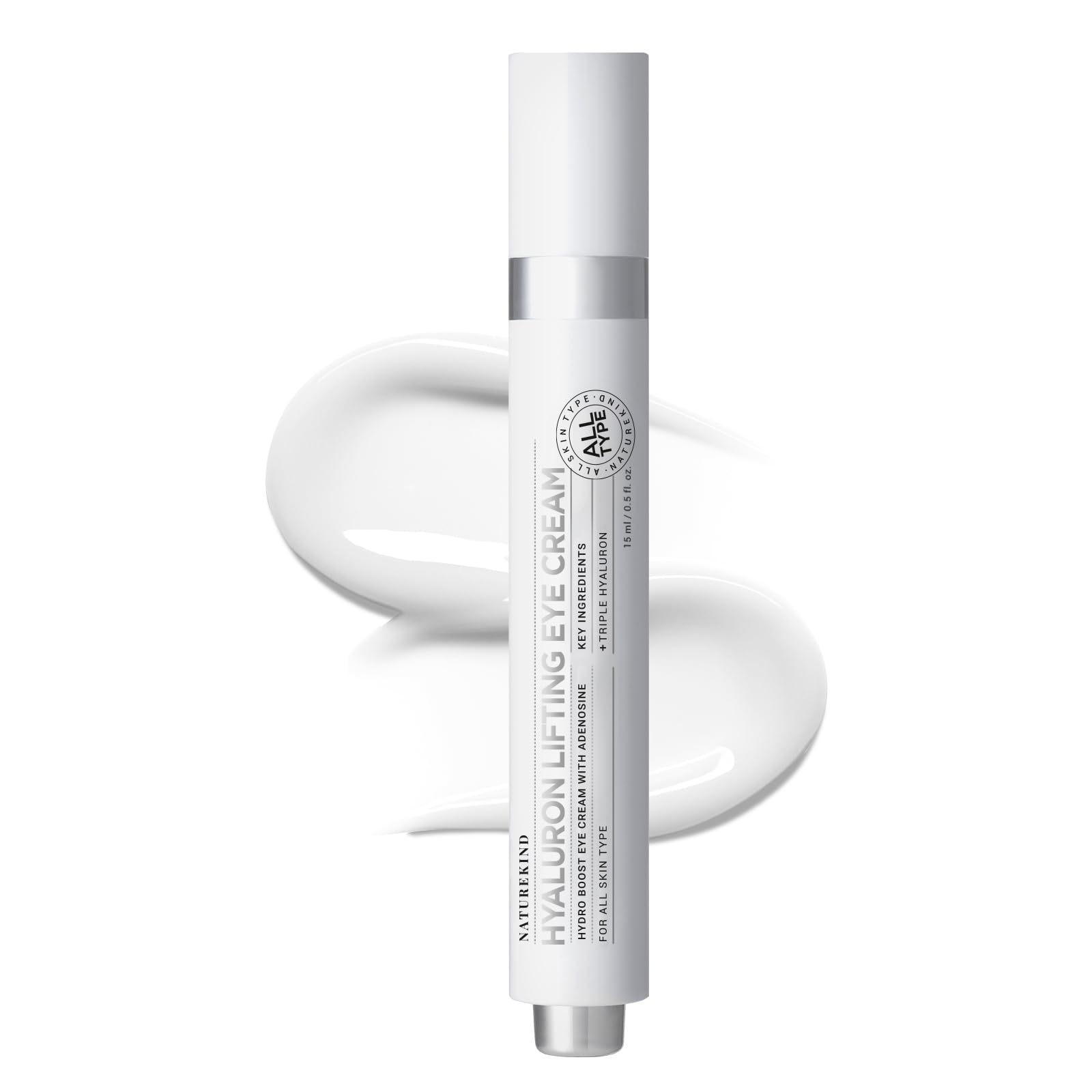NATUREKIND Hyaluron Lifting Eye Cream, Hyaluronic Acid, 5% arbutin, Niacinamide for Puffy Eyes, Dark Spot and Fine Lines, Hydrating Under Eye Bag, Korean Skin Care, 15ml, 0.5 fl. oz.