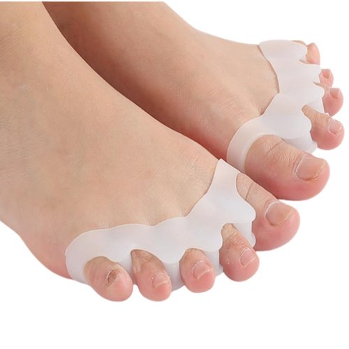 Silicone Toe Separators for Women and Men, Soft Toe Spacers for Overlapping Toes and Hammer Toes Pain Relief, Ergonomic Toe Straightener for Yoga, Running, 1 Pairs (12 years old - adult White)