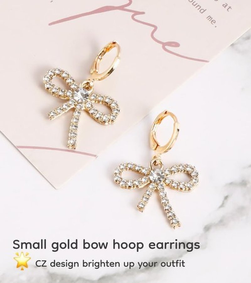 Regine Switzerland Pearl Bow Hoop Earrings - Dainty Faux Pearls, Lightweight Gold Plated | Perfect Gift for Her