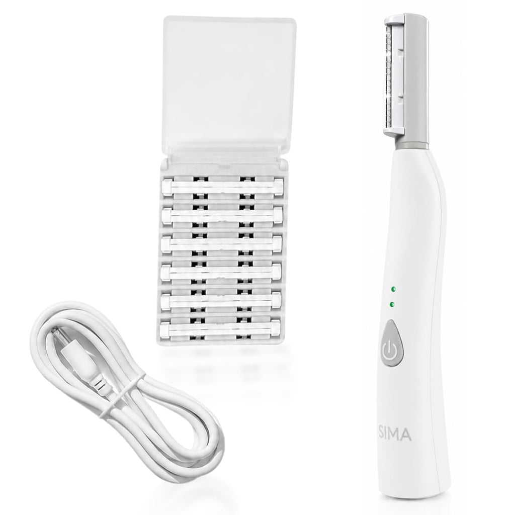 SPA SCIENCES - SIMA Patented Dermaplane Razor for Women Face – Painless 2-in-1 Facial Exfoliation & Peach Fuzz Hair Removal – Anti-Aging – 3 Speeds – Rechargeable – 7 Weeks Treatment