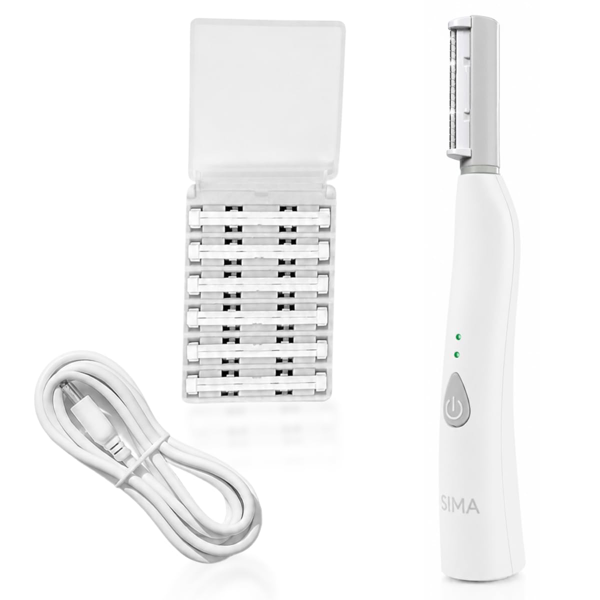 SPA SCIENCES - SIMA Patented Dermaplane Razor for Women Face – Painless 2-in-1 Facial Exfoliation & Peach Fuzz Hair Removal – Anti-Aging – 3 Speeds – Rechargeable – 7 Weeks Treatment