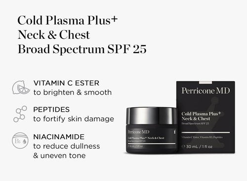 Perricone MD Cold Plasma Plus+ Neck Firming Cream - Broad Spectrum SPF 25 for Tightening Sagging Skin | Anti-Wrinkle Solution for Crepey Skin