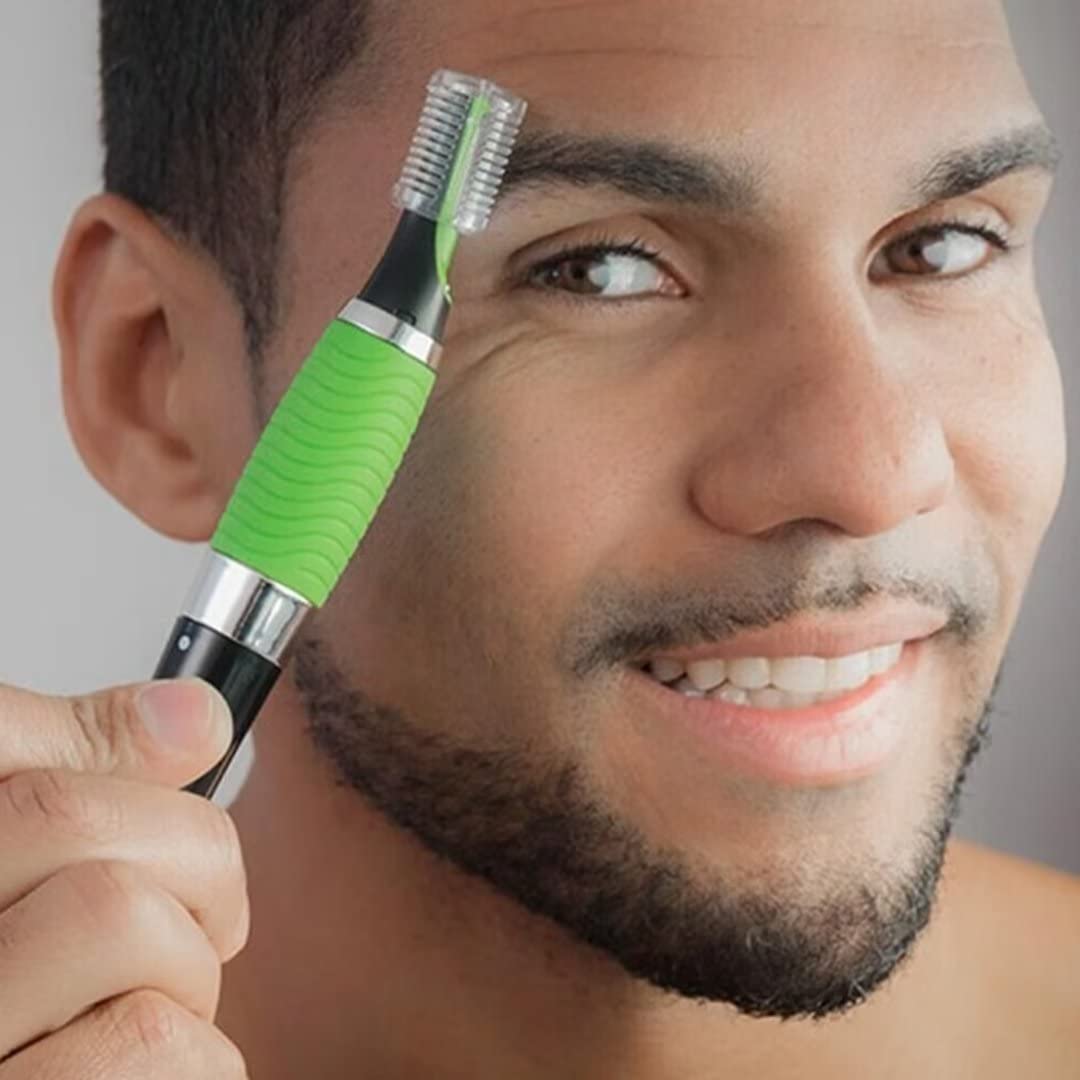 JRSHOME Men Nose Ear Face Neck Eyebrow Hair Mustache Beard Trimmer Shaver Clipper Built in LED Light Multi-Functional & Portable Grooming Tool (Style B)