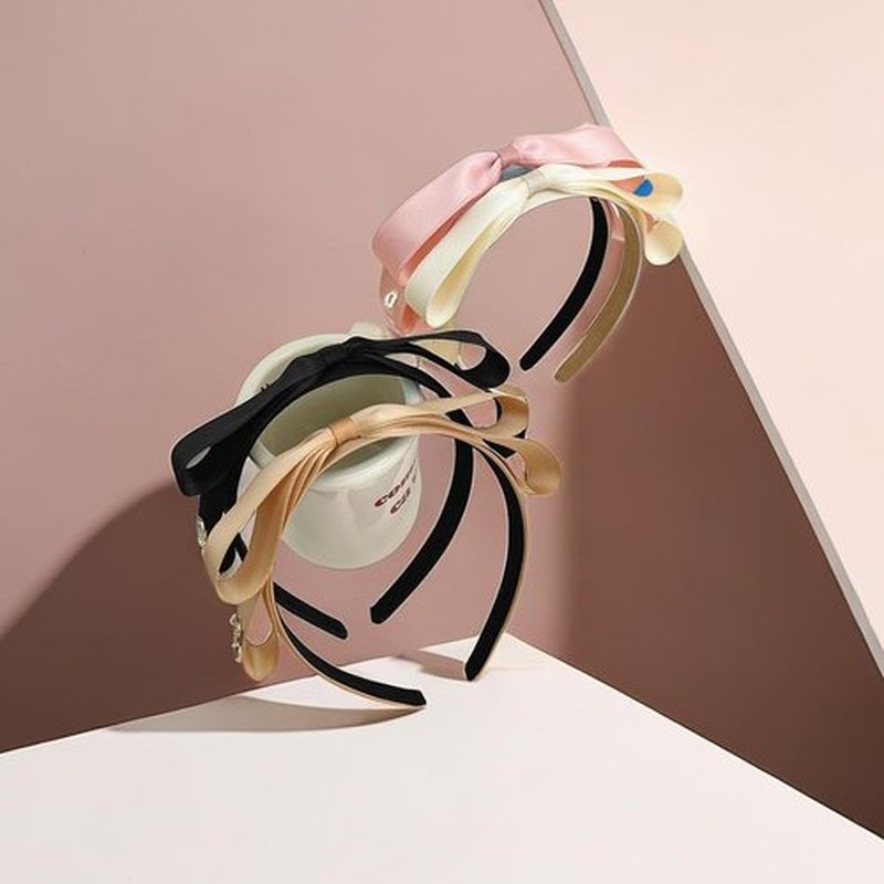 Sluxa Fashion black bow headbands for women teen girls, women haribands with bow,simple top knot hairbands