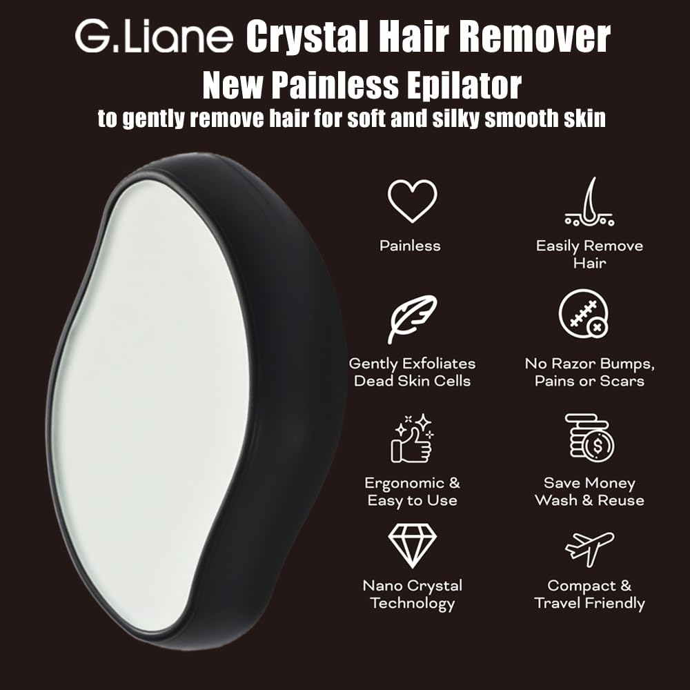 G.Liane Crystal Hair Eraser,Crystal Hair Remover and Exfoliator,Nano Glass Hair Remover Stone,Reusable Painless Physical Hair Removal Depilator for Men Women Quick Soft Silky Skin