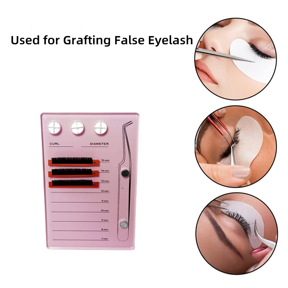 Acrylic Eyelash Extension Eye Lash Pallet Tool, Grafting False Eyelash Organizer Extension Pad Lash Tray Gasket Adhesive Glue Holder (Pink with Scale)