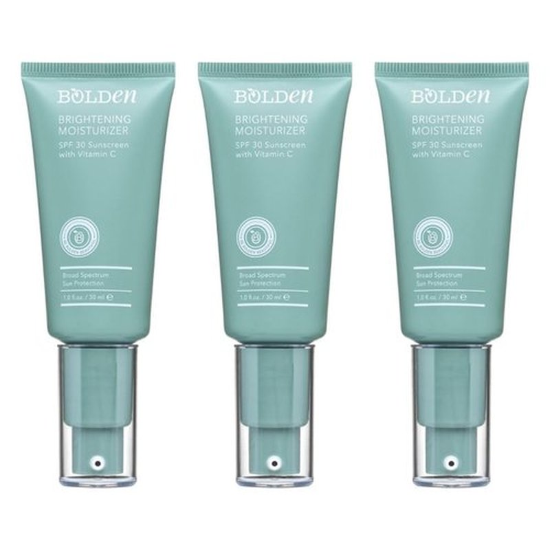 Bolden SPF 30 Brightening Face Moisturizer with Vitamin C | Broad Spectrum UVA/UVB Sunscreen | Applies Clear without Chalky Residue |1.0 FL Oz (Pack of 3)