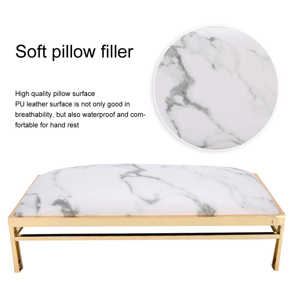 Wallfire Nail Art Hand Pillow, Stylish and Elegant PU Leather Manicure Arm Rest Cushion, Anti-Slip and Soft Hand Cushion for Nail Art Salon Home, Nail Art Equipment Tools(Marble)