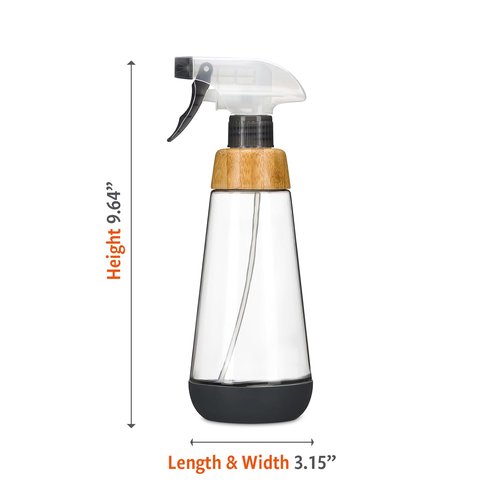 Full Circle | Refillable Glass Spray Bottle - Versatile Stream & Mist Options, 16oz Gray, 3 Pack for Non-Toxic Cleaning & Plant Care