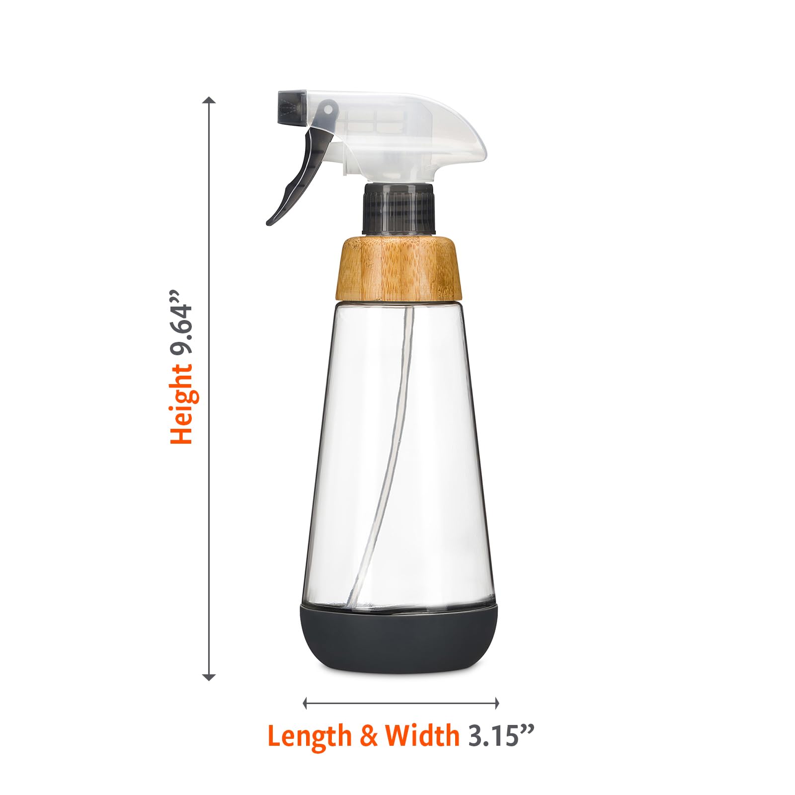 Full Circle Refill-Ready Glass Spray Bottle - Refillable Glass Spray Bottle for Cleaning - Versatile Stream & Mist Options, Bamboo, Silicone Boot-Ideal for Non-Toxic Solutions & Plant Care, 16oz, Gray