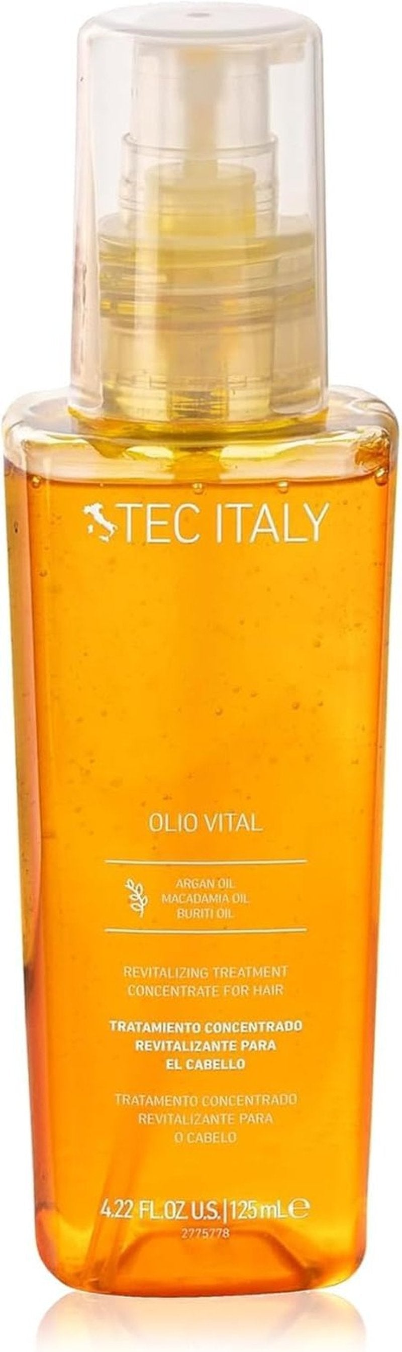 Tec Italy Olio Vital Hair Treatment for Dry & Damaged Hair, Deep Repair, Restores Softness, Shine & Strength, 4.22 fl oz (125 ml)