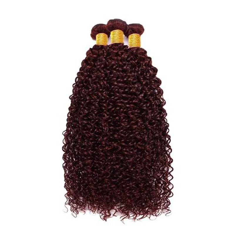 Peenoll Bundles Human Hair Burgundy 99J Jerry Curly Wave Human Hair Bundles 16 18 20 Inch 99J 100% Unprocessed 12A Soft Sewn In Hair with Double Weft for Black Women