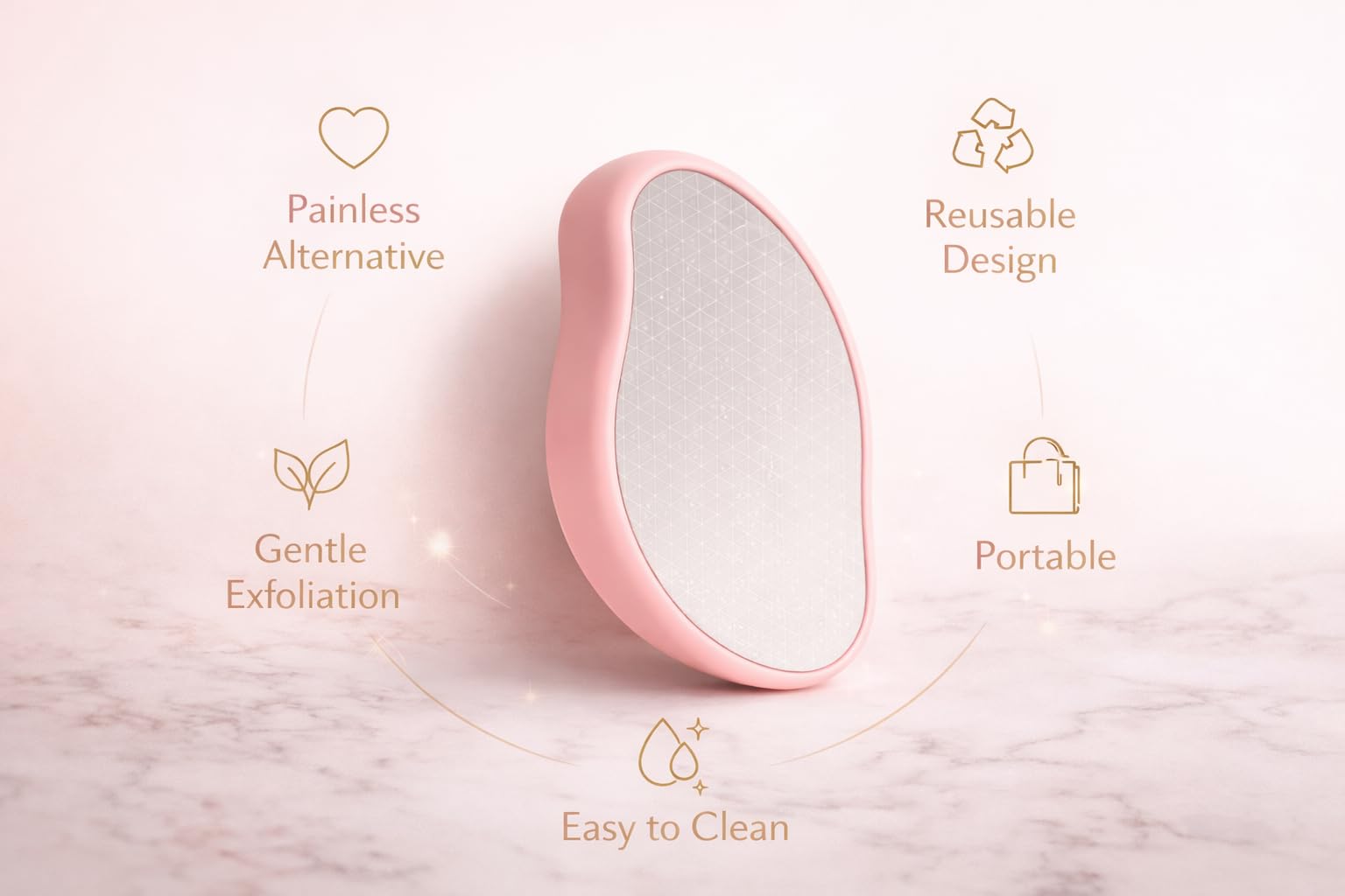 Ombra Di Nebbia Gold Crystal Hair Eraser: Reusable Nano-Glass Hair Remover & Exfoliator for Smooth Skin - Painless Hair Removal Tool for Men & Women, Ideal for Leg & Body Hair Removal