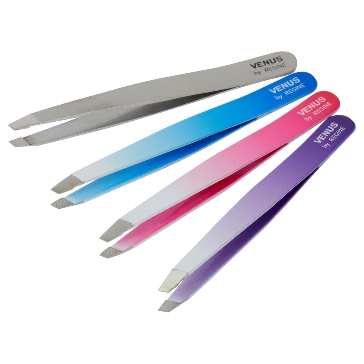 Venus by Regine Slant Tweezers - Handmade Precision Tool for Women & Men, 25-Degree Angle for Shaping Eyebrows & Grooming Facial Contours, Suitable for Eyebrow & Facial Hair Removal (Stainless Steel)