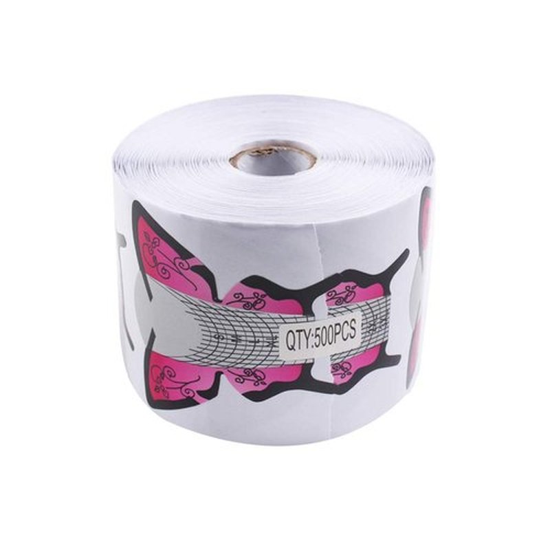 Beauty Leader 500pcs Nail Form Pink Butterfly Design Adhesive Nail Form for Acrylic/UV Gel Nail Tips Extension Manicure Nail Art Forms