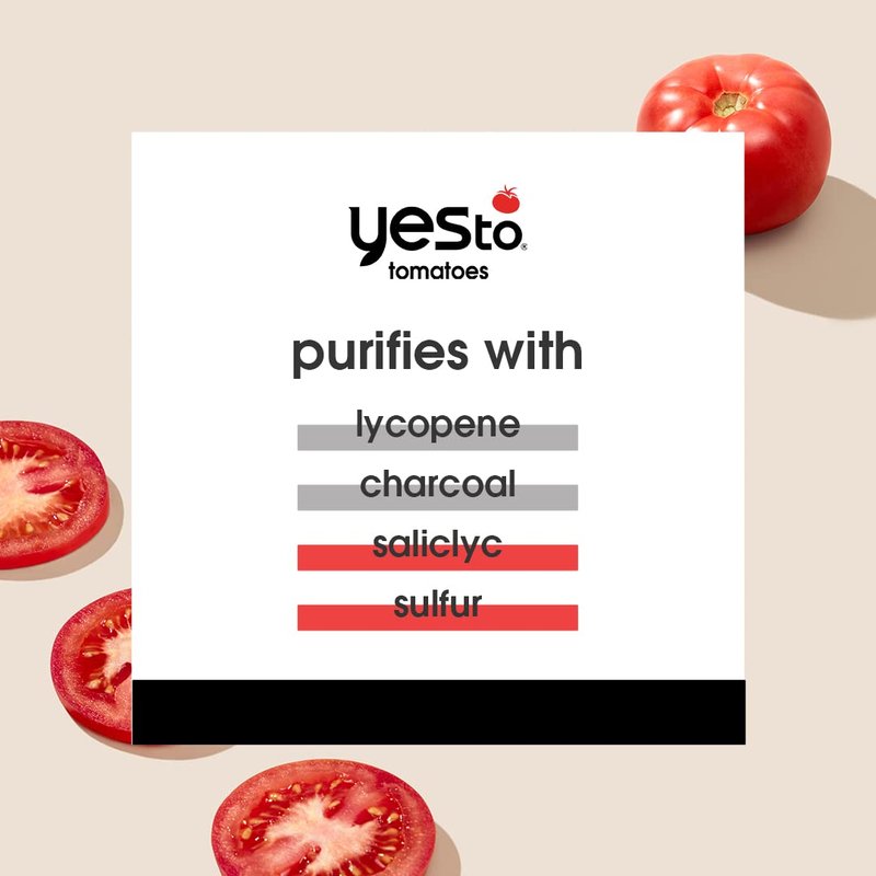 Yes To Tomatoes Charcoal Mud Mask - Detoxify Acne-Prone Skin | 96% Natural, 2.006 Fl Oz (Pack of 2)